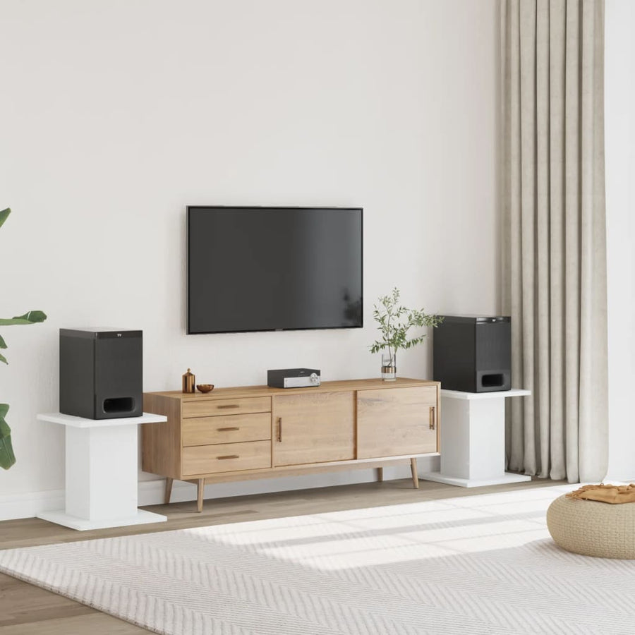 Speakerstandaards 2 st 30x30x40 cm bewerkt hout wit