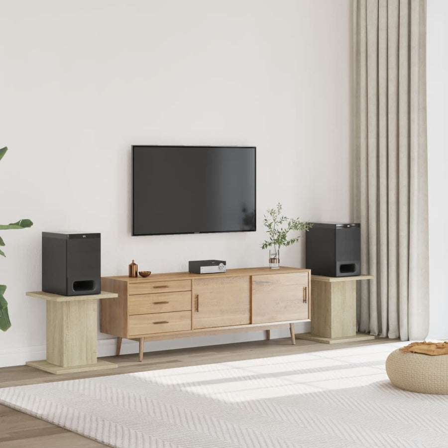 Speakerstandaards 2 st 30x30x40 cm bewerkt hout sonoma eiken