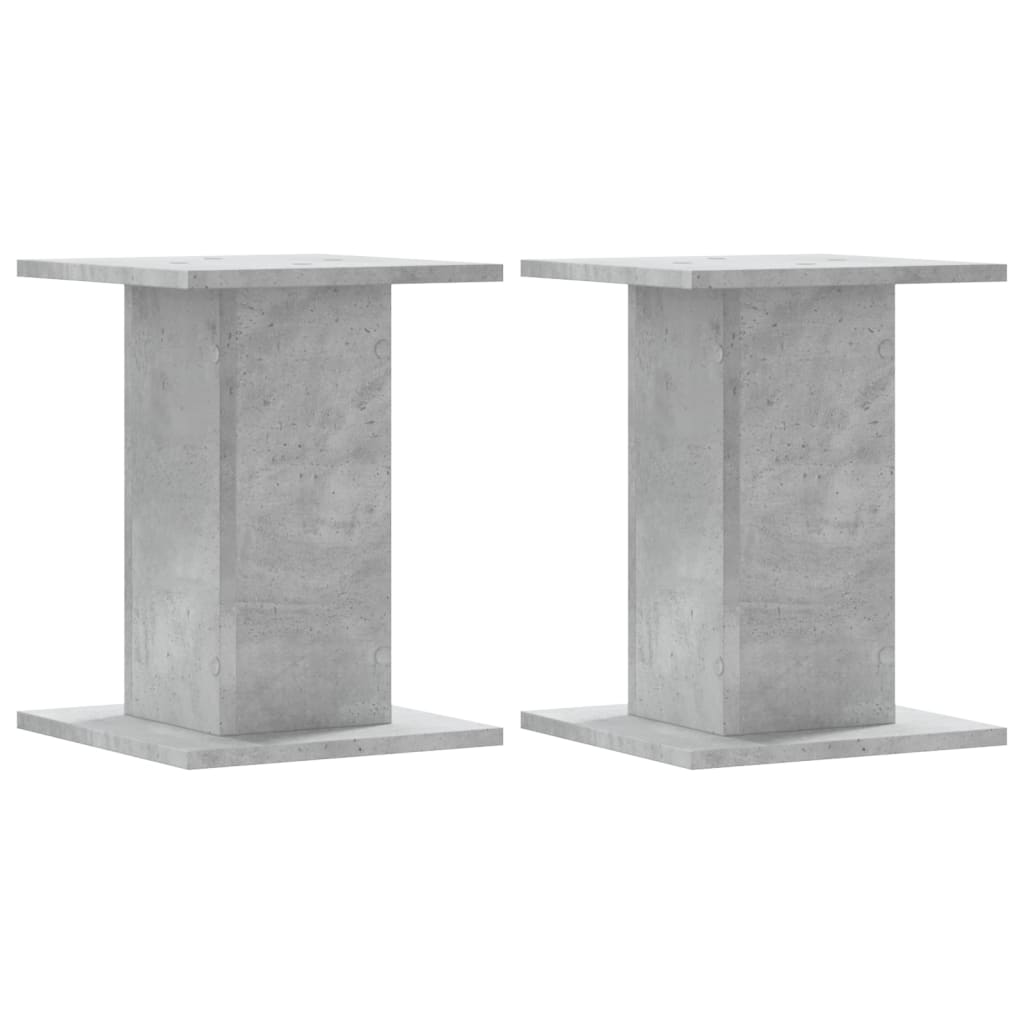 Speakerstandaards 2 st 30x30x40 cm bewerkt hout betongrijs