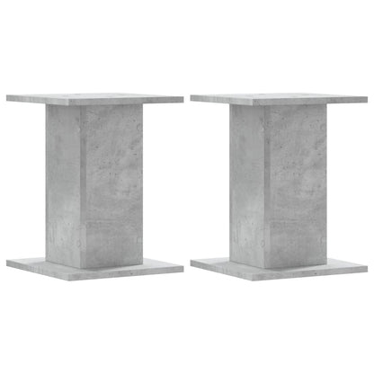 Speakerstandaards 2 st 30x30x40 cm bewerkt hout betongrijs