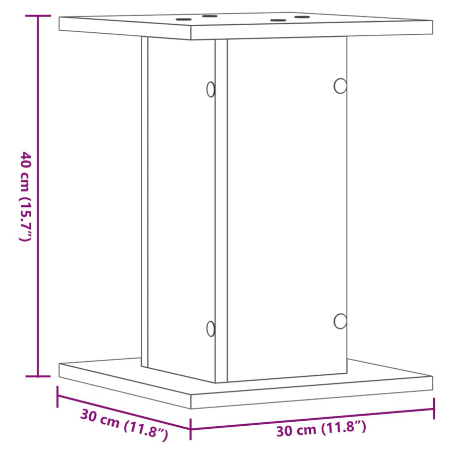 Speakerstandaards 2 st 30x30x40 cm bewerkt hout betongrijs