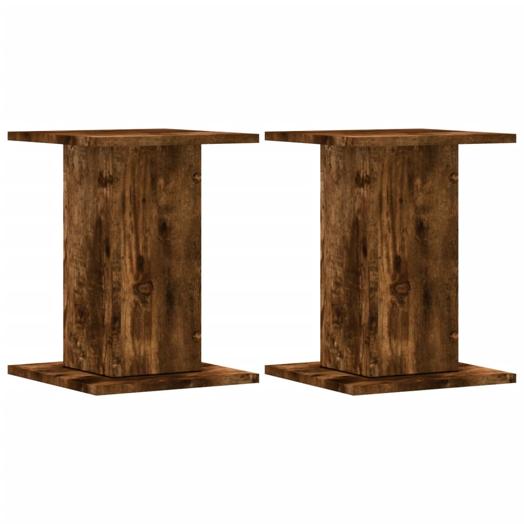 Speakerstandaards 2 st 30x30x40 cm bewerkt hout gerookt eiken
