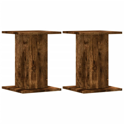 Speakerstandaards 2 st 30x30x40 cm bewerkt hout gerookt eiken