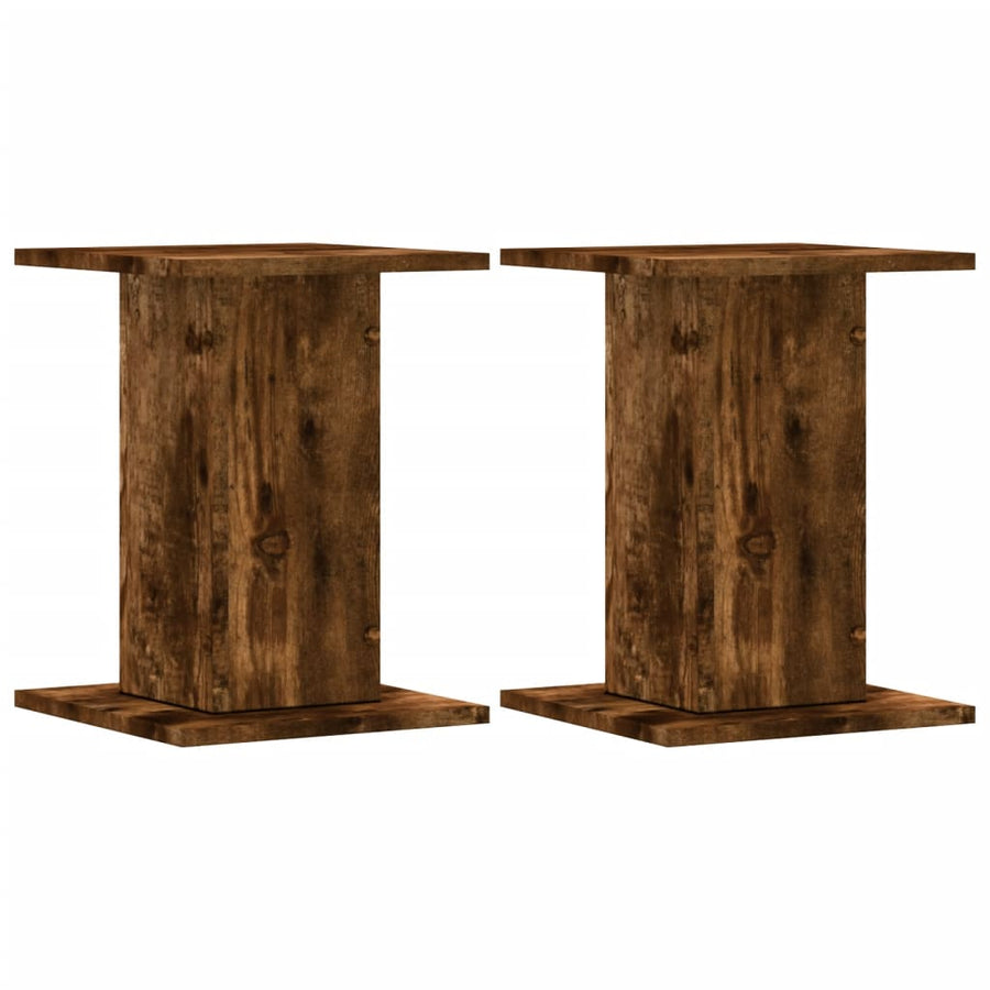 Speakerstandaards 2 st 30x30x40 cm bewerkt hout gerookt eiken