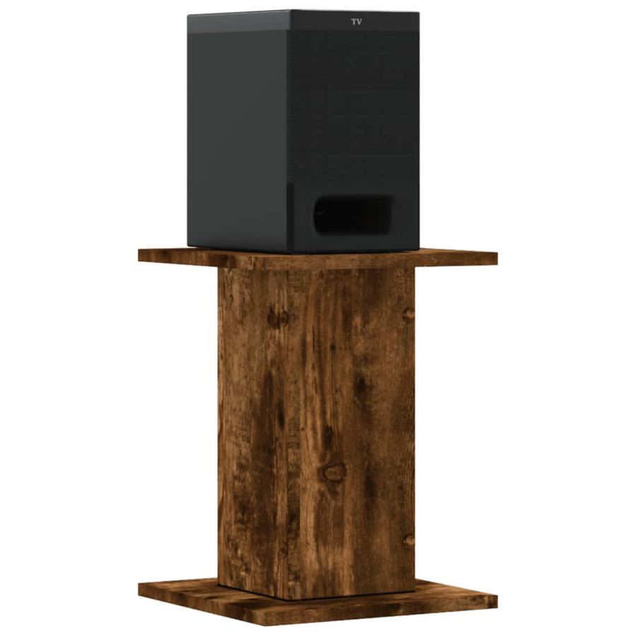 Speakerstandaards 2 st 30x30x40 cm bewerkt hout gerookt eiken