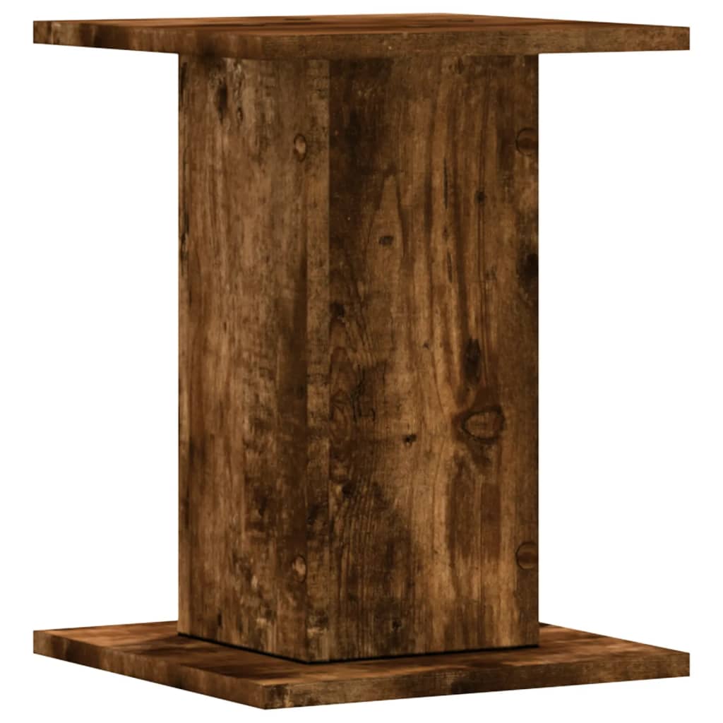 Speakerstandaards 2 st 30x30x40 cm bewerkt hout gerookt eiken
