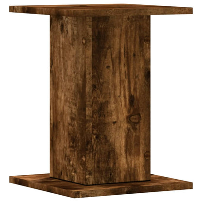 Speakerstandaards 2 st 30x30x40 cm bewerkt hout gerookt eiken