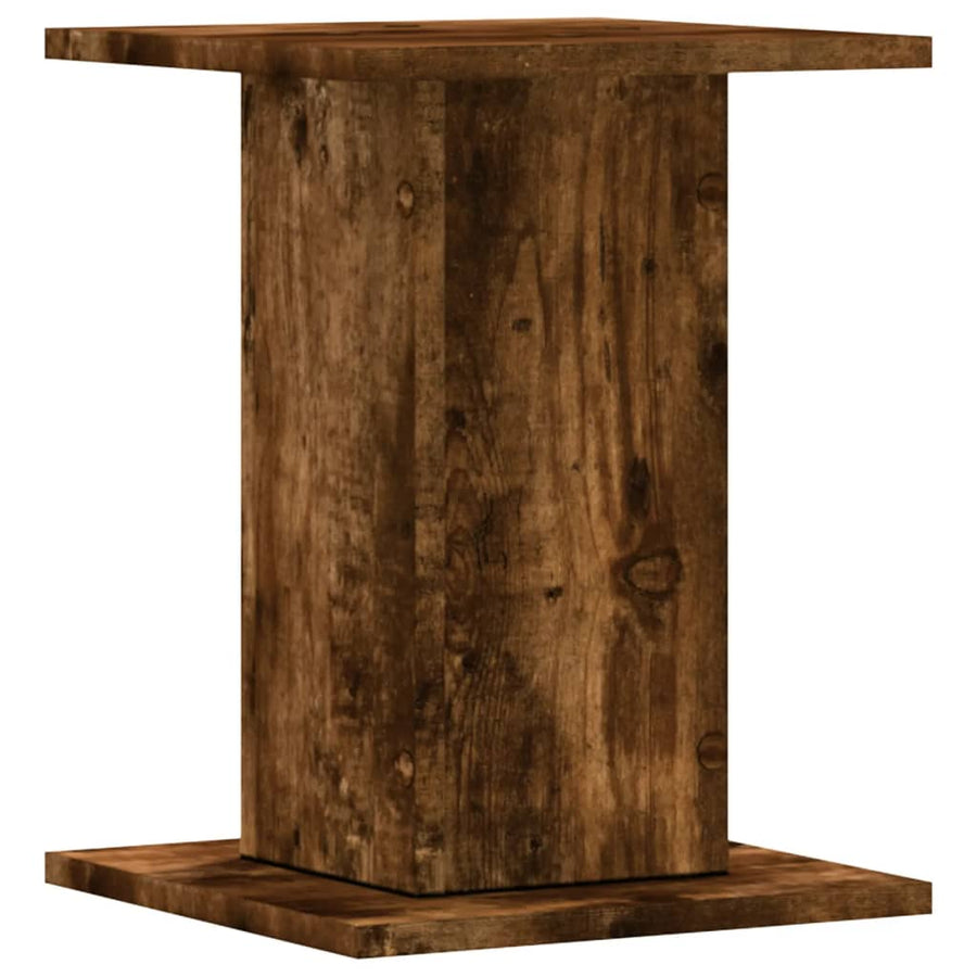 Speakerstandaards 2 st 30x30x40 cm bewerkt hout gerookt eiken