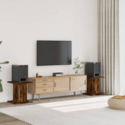 Speakerstandaards 2 st 30x30x40 cm bewerkt hout gerookt eiken