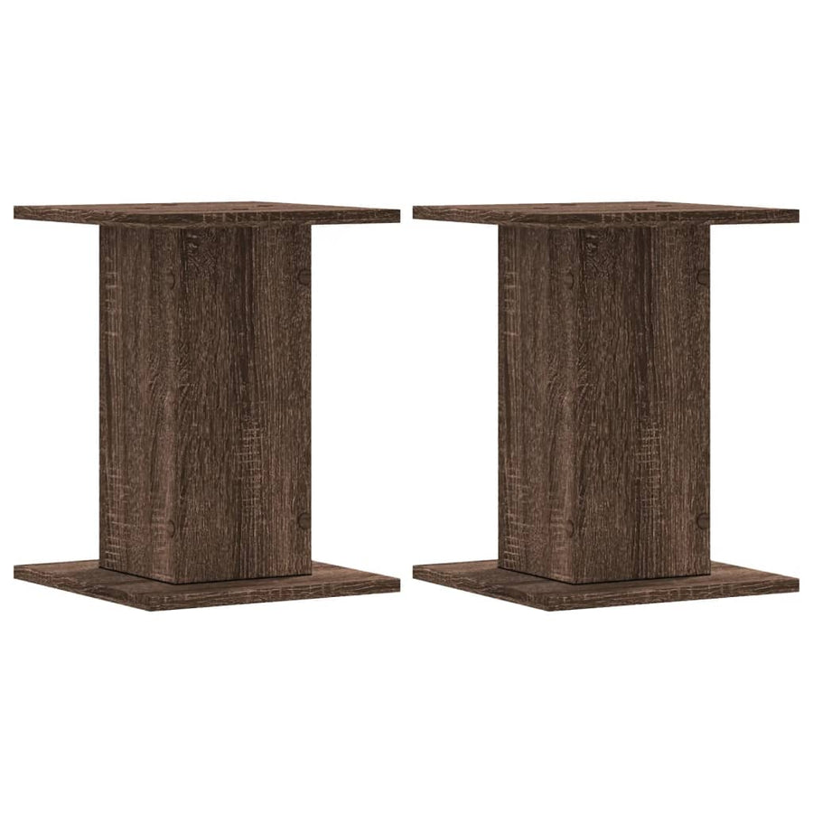 Speakerstandaards 2 st 30x30x40 cm bewerkt hout bruin eiken