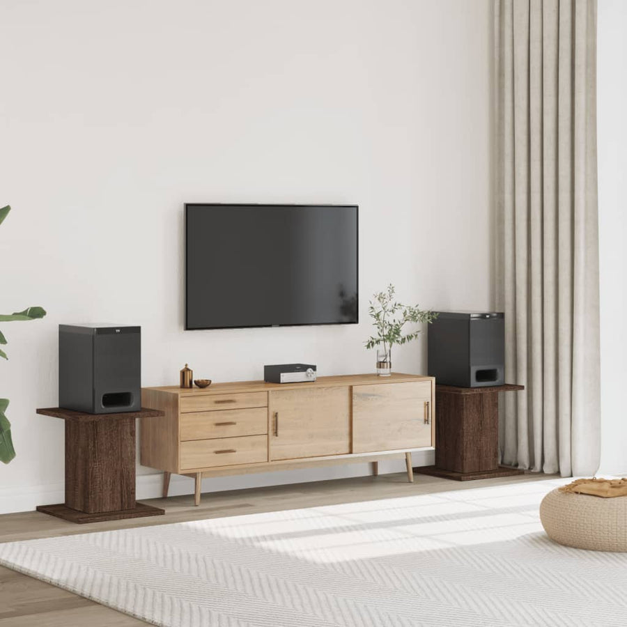 Speakerstandaards 2 st 30x30x40 cm bewerkt hout bruin eiken