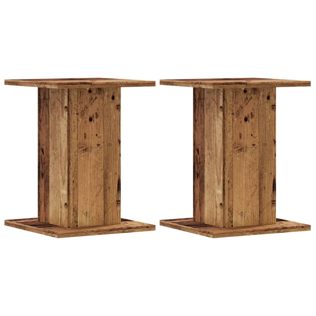 Speakerstandaards 2 st 30x30x40 cm bewerkt hout oud houtkleurig