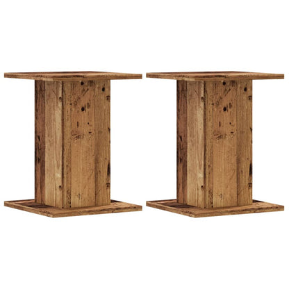 Speakerstandaards 2 st 30x30x40 cm bewerkt hout oud houtkleurig