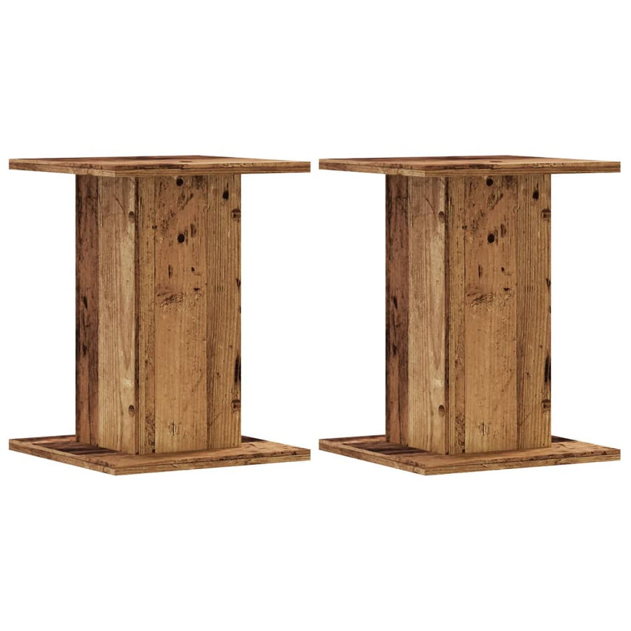 Speakerstandaards 2 st 30x30x40 cm bewerkt hout oud houtkleurig