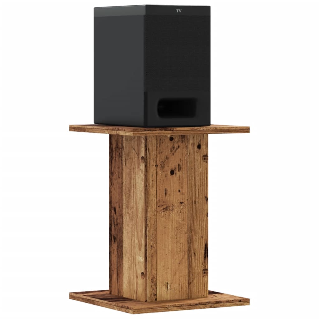 Speakerstandaards 2 st 30x30x40 cm bewerkt hout oud houtkleurig