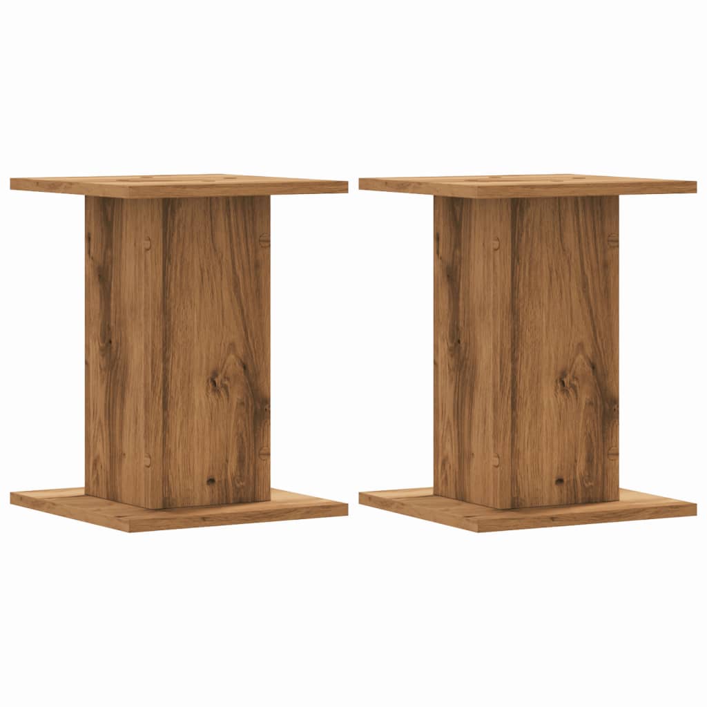 Speakerstandaards 2 st 30x30x40 cm hout artisanaal eikenkleurig