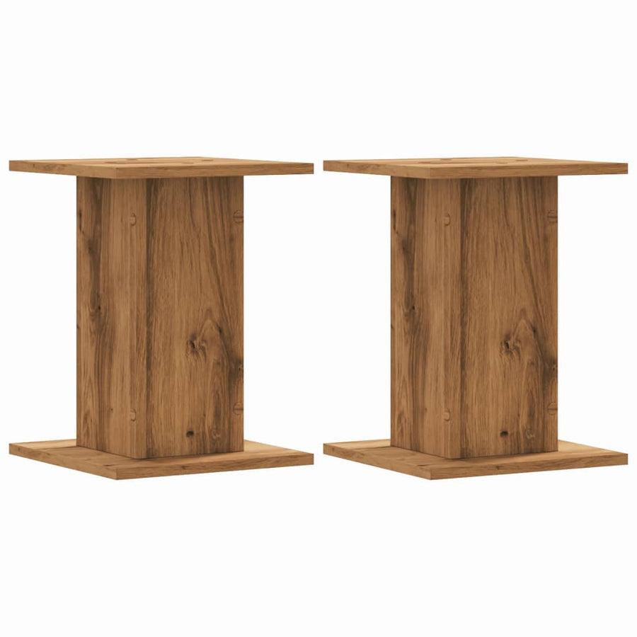 Speakerstandaards 2 st 30x30x40 cm hout artisanaal eikenkleurig