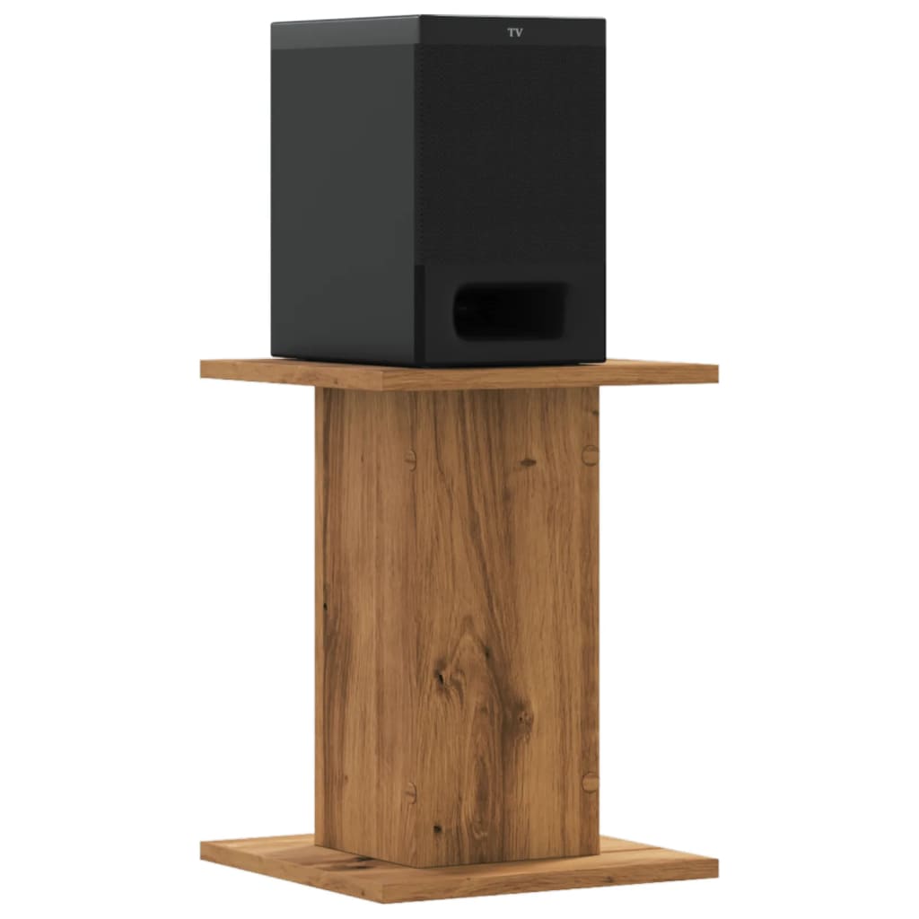 Speakerstandaards 2 st 30x30x40 cm hout artisanaal eikenkleurig