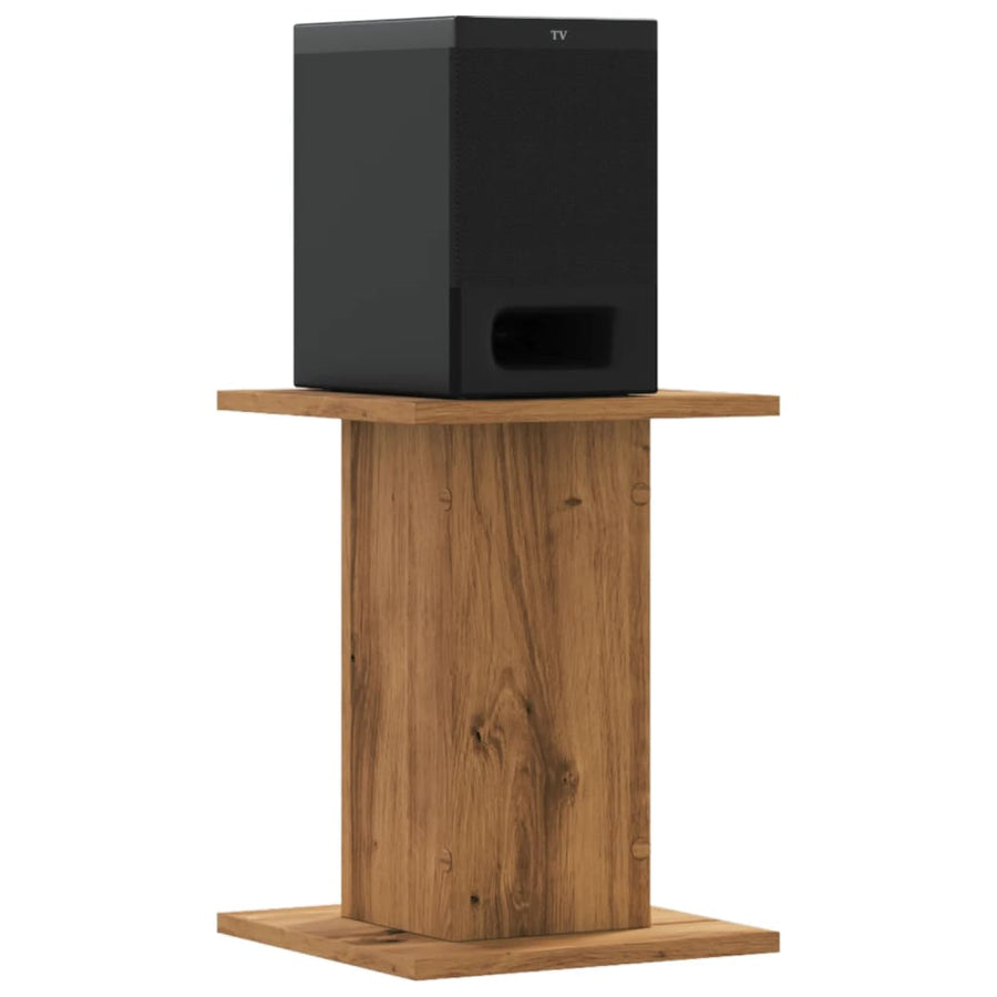 Speakerstandaards 2 st 30x30x40 cm hout artisanaal eikenkleurig