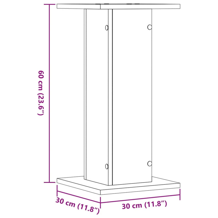 Speakerstandaards 2 st 30x30x60 cm bewerkt hout wit