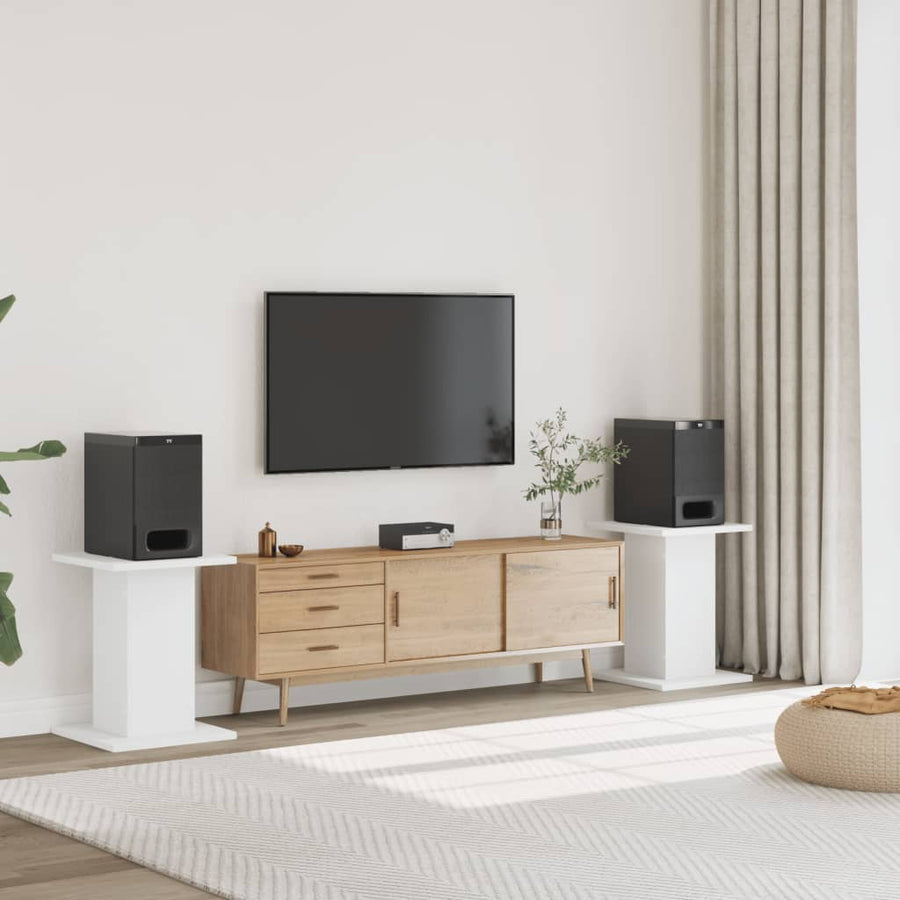 Speakerstandaards 2 st 30x30x60 cm bewerkt hout wit