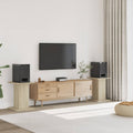 Speaker stands 2 pcs 30x30x60 cm engineered wood sonoma oak