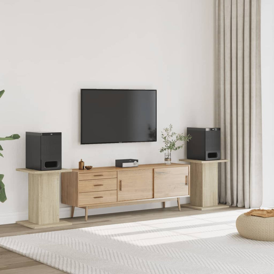Speakerstandaards 2 st 30x30x60 cm bewerkt hout sonoma eiken