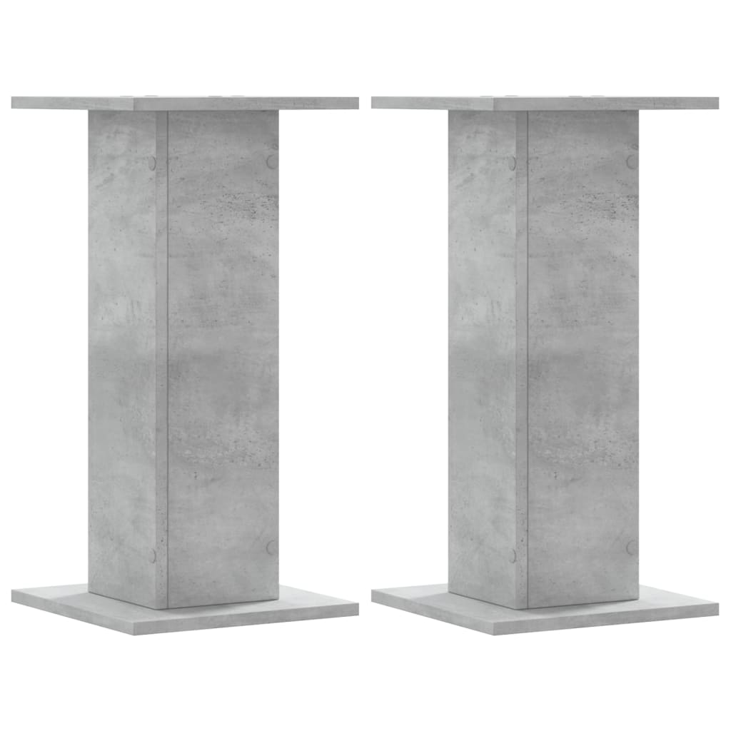 Speakerstandaards 2 st 30x30x60 cm bewerkt hout betongrijs