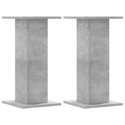 Speakerstandaards 2 st 30x30x60 cm bewerkt hout betongrijs