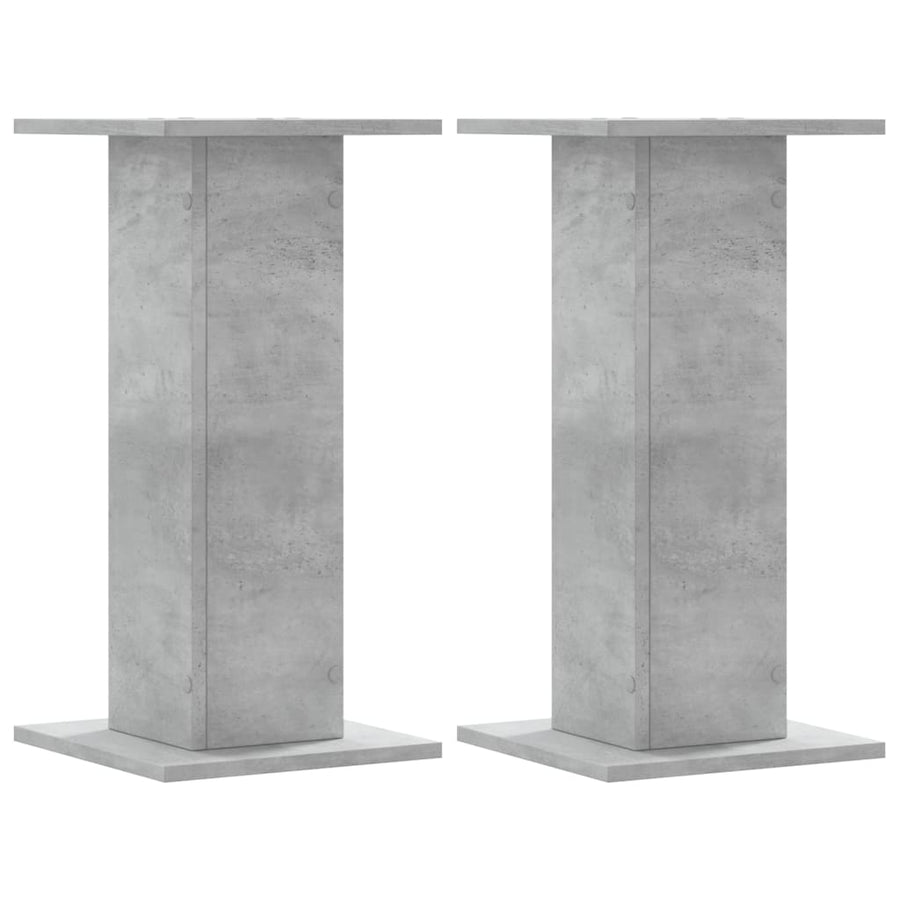 Speakerstandaards 2 st 30x30x60 cm bewerkt hout betongrijs