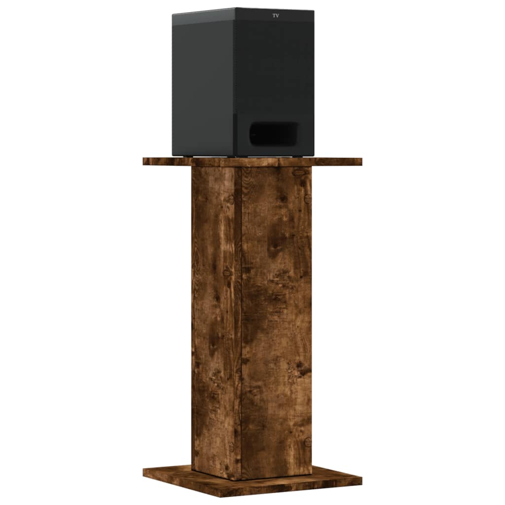 Speakerstandaards 2 st 30x30x60 cm bewerkt hout gerookt eiken