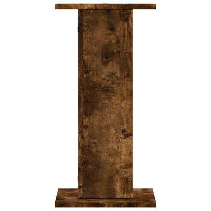 Speakerstandaards 2 st 30x30x60 cm bewerkt hout gerookt eiken