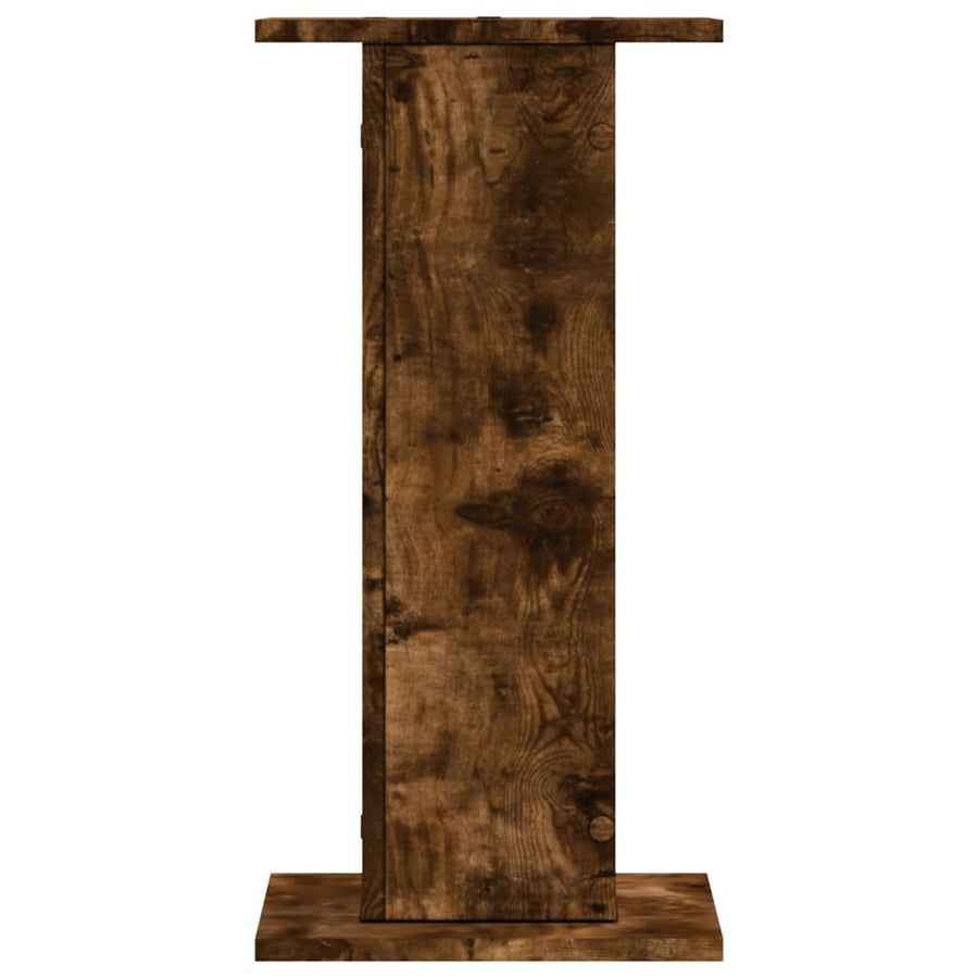 Speakerstandaards 2 st 30x30x60 cm bewerkt hout gerookt eiken