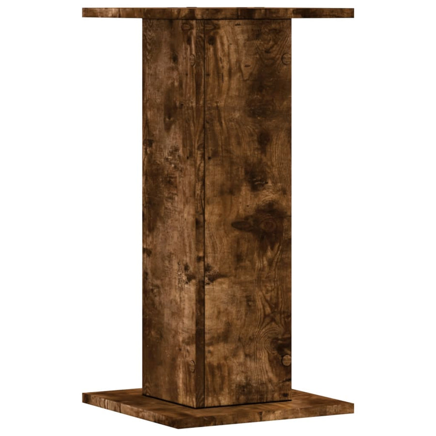Speakerstandaards 2 st 30x30x60 cm bewerkt hout gerookt eiken