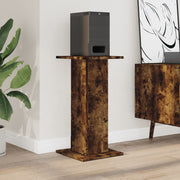 Speakerstandaards 2 st 30x30x60 cm bewerkt hout gerookt eiken