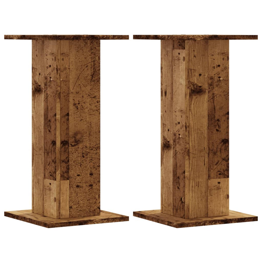 Speakerstandaards 2 st 30x30x60 cm bewerkt hout oud houtkleurig