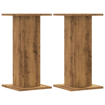 Speakerstandaards 2 st 30x30x60 cm hout artisanaal eikenkleurig
