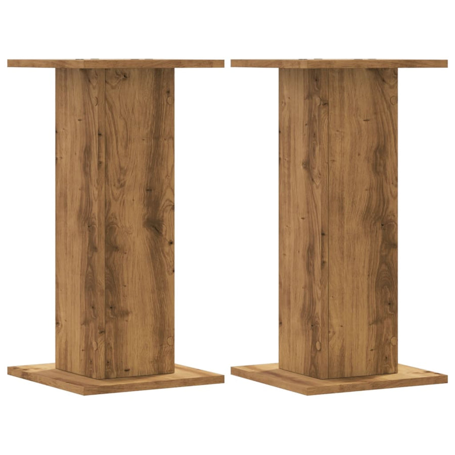 Speakerstandaards 2 st 30x30x60 cm hout artisanaal eikenkleurig
