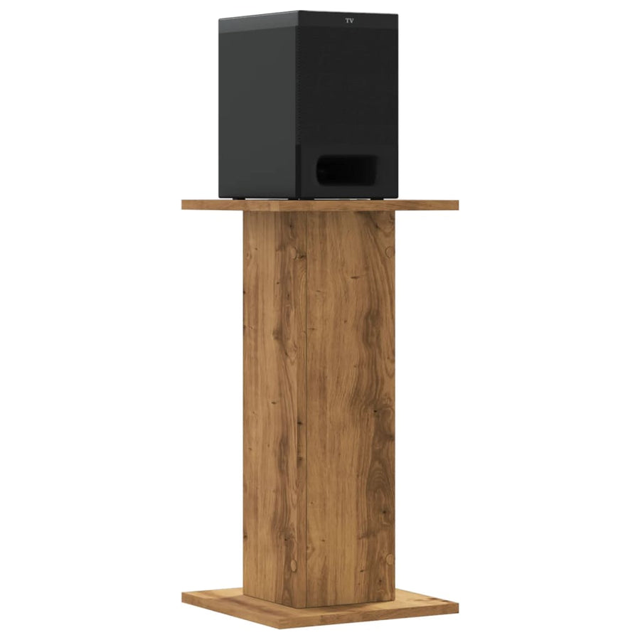 Speakerstandaards 2 st 30x30x60 cm hout artisanaal eikenkleurig