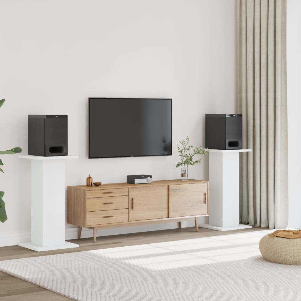 Speakerstandaards 2 st 30x30x80 cm bewerkt hout wit