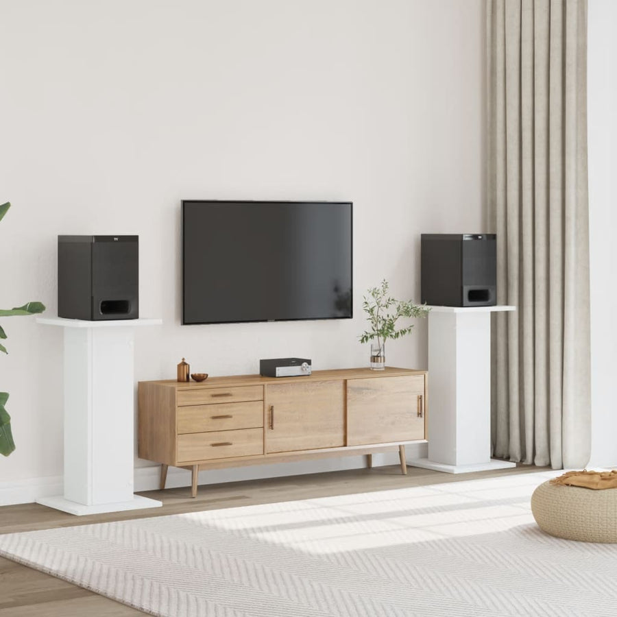 Speakerstandaards 2 st 30x30x80 cm bewerkt hout wit