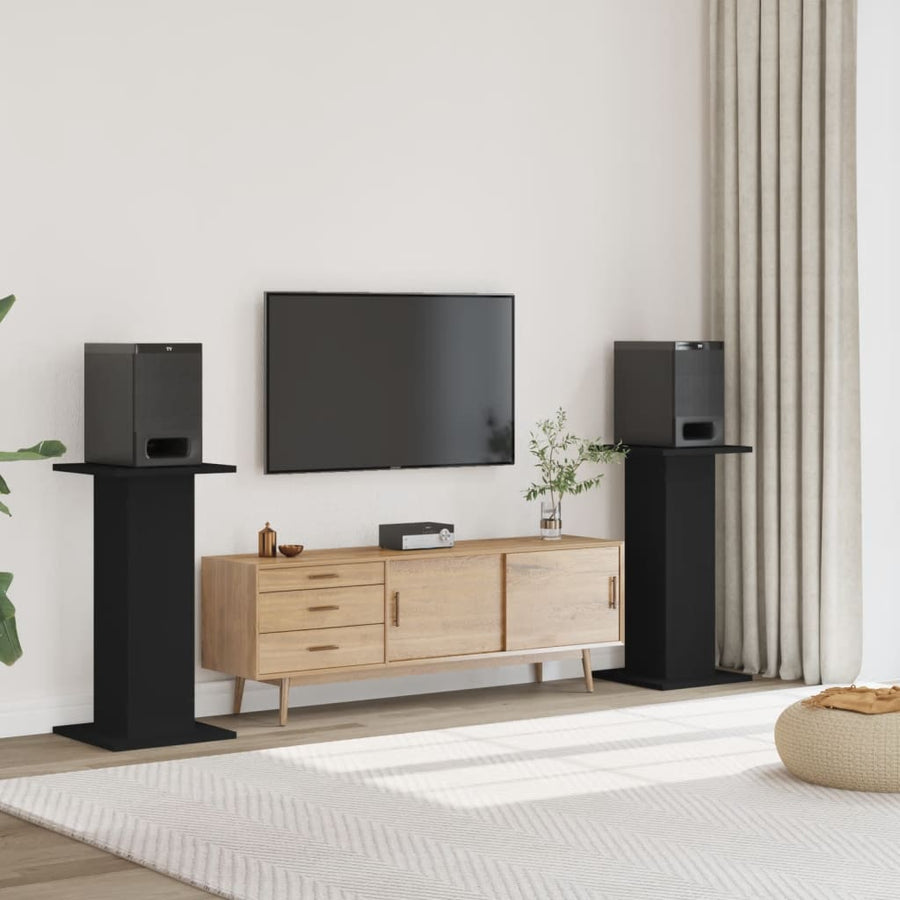 Speakerstandaards 2 st 30x30x80 cm bewerkt hout zwart