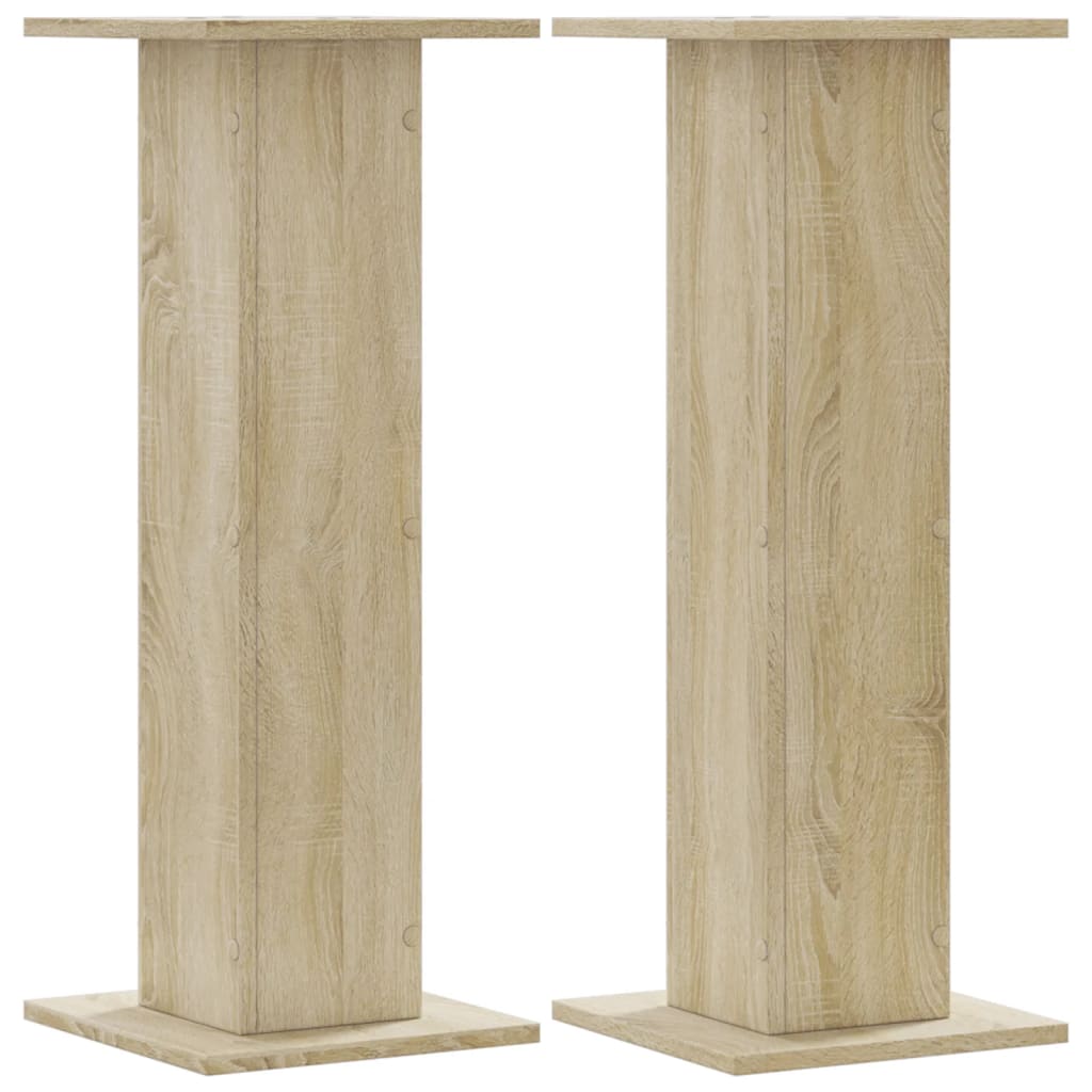 Speakerstandaards 2 st 30x30x80 cm bewerkt hout sonoma eiken