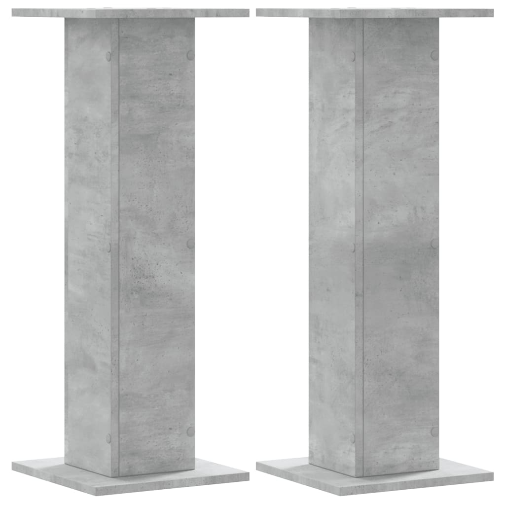 Speakerstandaards 2 st 30x30x80 cm bewerkt hout betongrijs