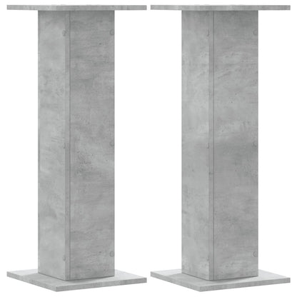 Speakerstandaards 2 st 30x30x80 cm bewerkt hout betongrijs