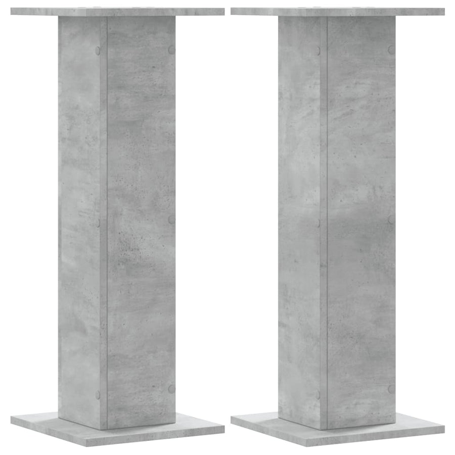 Speakerstandaards 2 st 30x30x80 cm bewerkt hout betongrijs