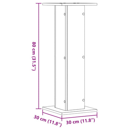 Speakerstandaards 2 st 30x30x80 cm bewerkt hout betongrijs