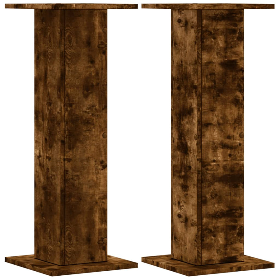 Speakerstandaards 2 st 30x30x80 cm bewerkt hout gerookt eiken