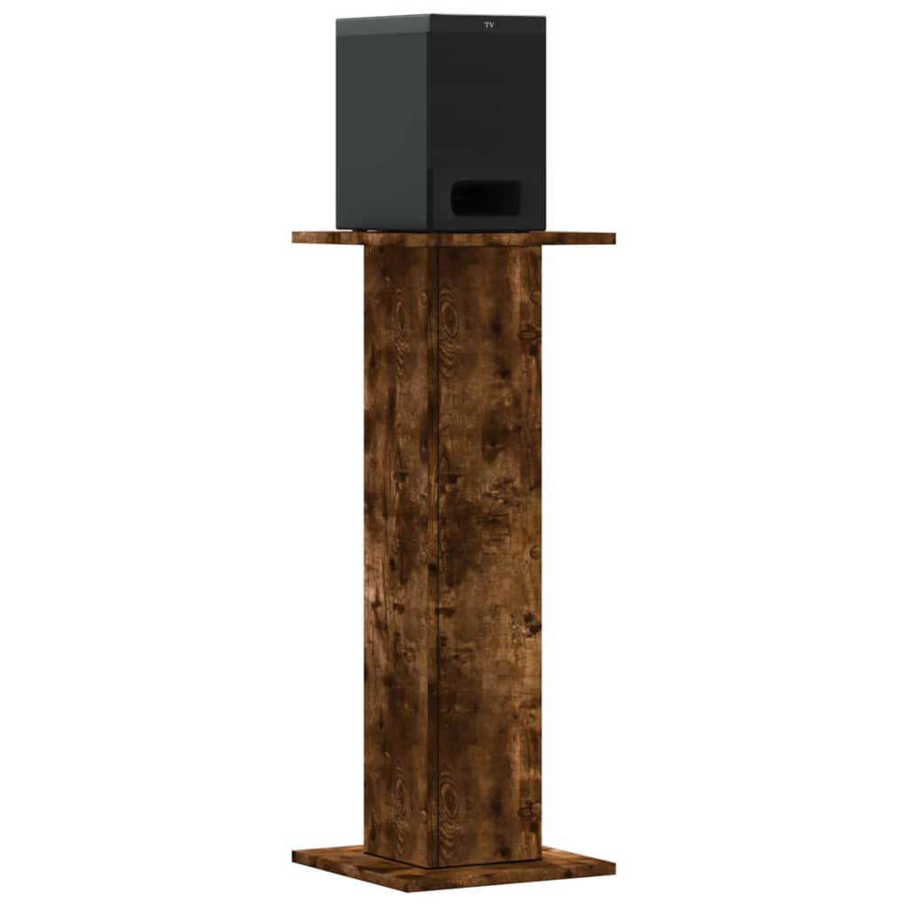 Speakerstandaards 2 st 30x30x80 cm bewerkt hout gerookt eiken