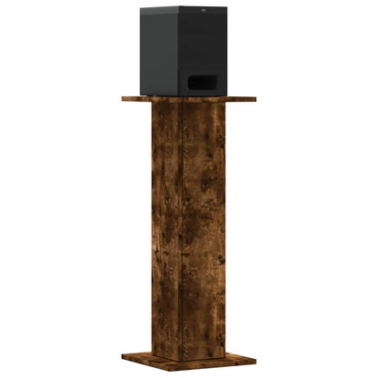 Speakerstandaards 2 st 30x30x80 cm bewerkt hout gerookt eiken